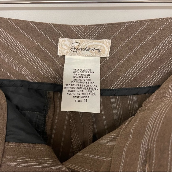 Speechless Vintage Trousers Women’s Size Medium Tan Striped  Pinstripes Straight - Picture 8 of 8